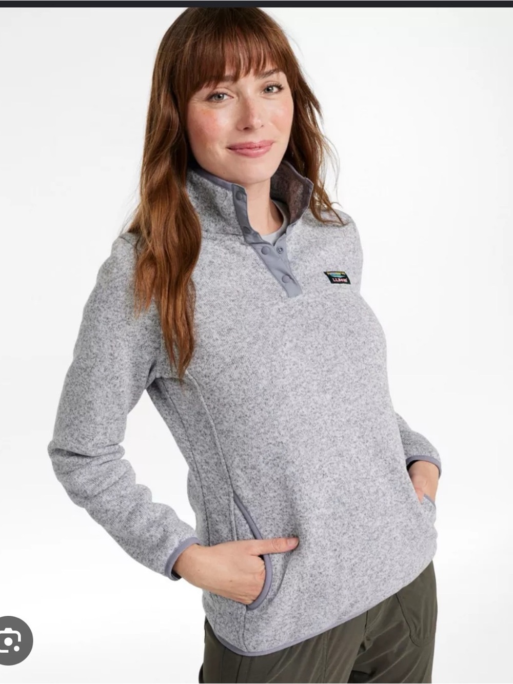 L.L.Bean Fleece Snap Pullover Sweater Eggplant XS Petite - Picture 8 of 8